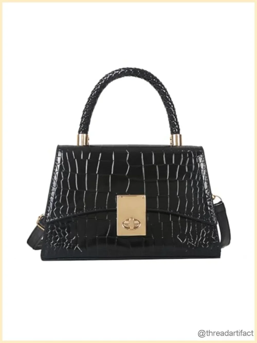 Faux Croc Leather Texture Small Crossbody Bag Patent Leather Shoulder Bag